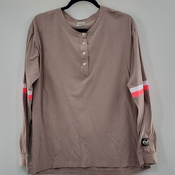 pink Tops - Pink Mauve shirt w/White&Orange stripes size S